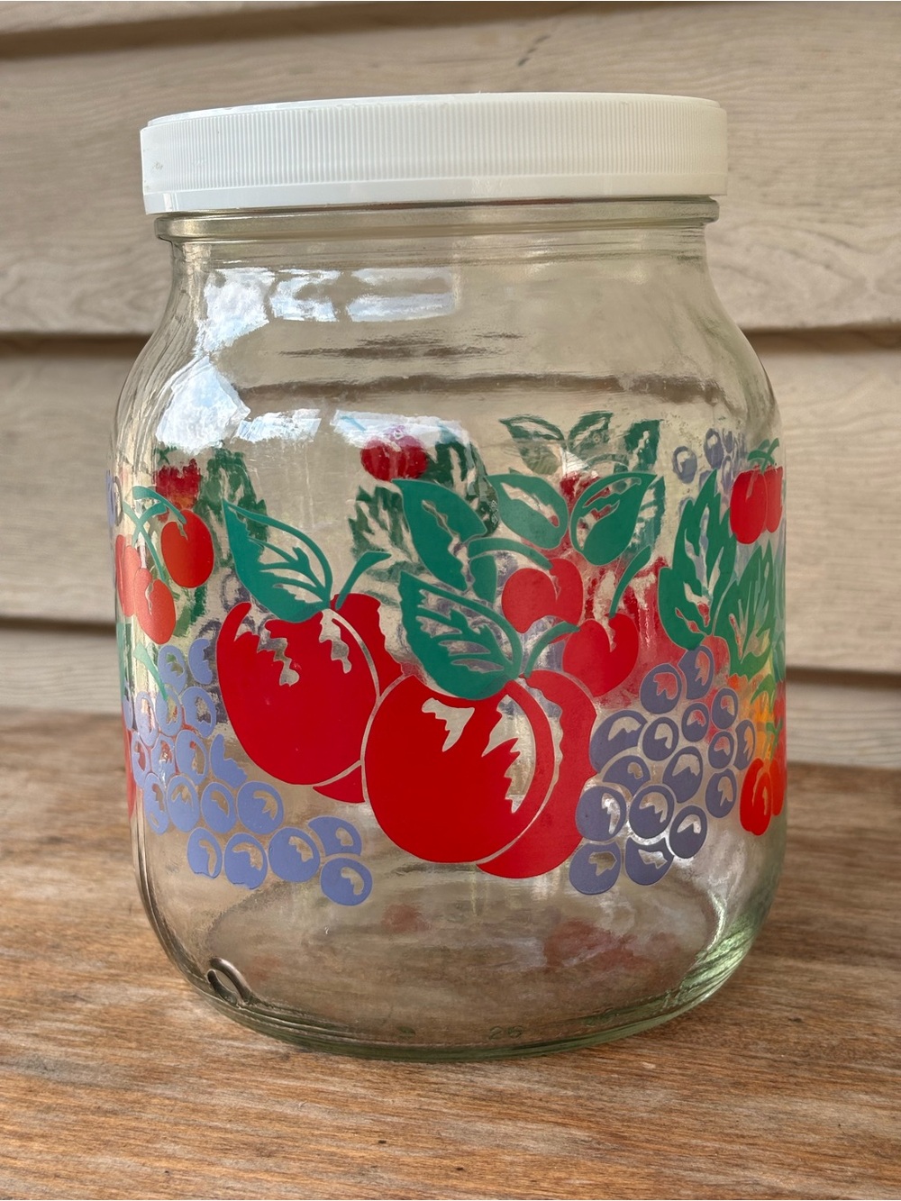VTG Glass Storage Jar – Mid-Century Fruit Motif Kitchen Decor